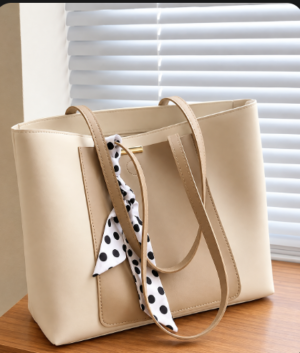 Two Tone Scarf Decor Shoulder Tote Bag
