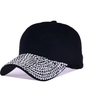 Black Rhinestone Brim Baseball Cap